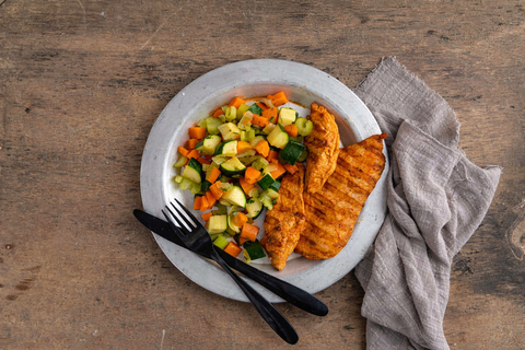 חזה עוף על הגריל עם ירקות מאודים